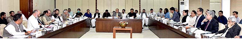 Senator Mohsin Aziz, Chairman Senate Standing Committee on interior presiding over a meeting of the committee at Parliament House