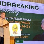 Prime Minister Muhammad Shehbaz Sharif is addressing a public gathering during groundbreaking ceremony for dualization of a road from Faisalabad Bypass to Motorway (M-3) via Satiana