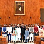 A group photograph of the delegation of WEFIXERS organization in the Senate Hall at Parliament House