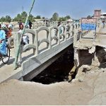 A view of damage bridge of Rice Canal may near Nazar Muhalla cause any mishap and needs the attention of concerned authorities