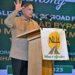 Prime Minister Muhammad Shehbaz Sharif is addressing a public gathering during groundbreaking ceremony for dualization of a road from Faisalabad Bypass to Motorway (M-3) via Satiana.