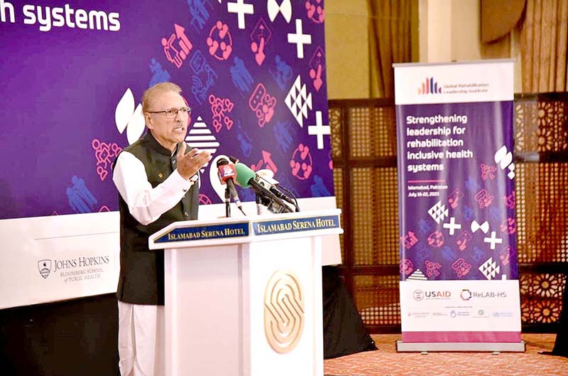 President Dr Arif Alvi addressing the concluding ceremony of the Global Rehabilitation Leadership Institute Course