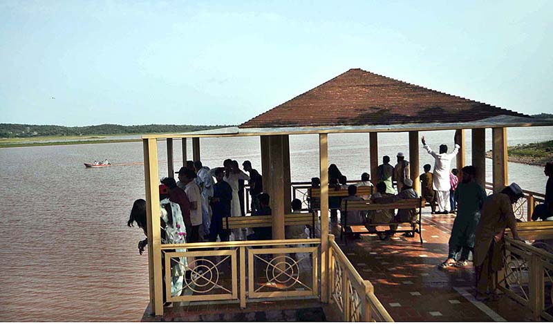 A large number of people visiting Rawal Lake View Park in a pleasant day in the city