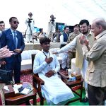 As a gesture of respect for meritocracy, Prime Minister Muhammad Shehbaz Sharif offered his chair to a high-achiever of Buner University, who was also rewarded a laptop under the Prime Minister's Youth Laptop Scheme 2023