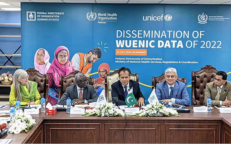 Mr. Iftikhar Ali Shallwani federal Secretary Health, MoNHSR&C during the Event of ''Dissemination of Who and Unicef Estimates on National Immunization Coverage'' WUENIC Pakistan 2022 Data