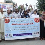 Ehsas Welfare organization and All Civil Societies take part in a protest demonstration in front of Press Club against the burning of holy Quran outside a Stockholm Mosque