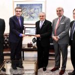 Mr. Salman Hussain, Senior Partner, A.F. Ferguson & Co (PWC) called on Finance Minister Senator Mohammad Ishaq Dar, today and presented him latest publication titled “Navigating the future of Opportunities and Challenges" on country's banking sector