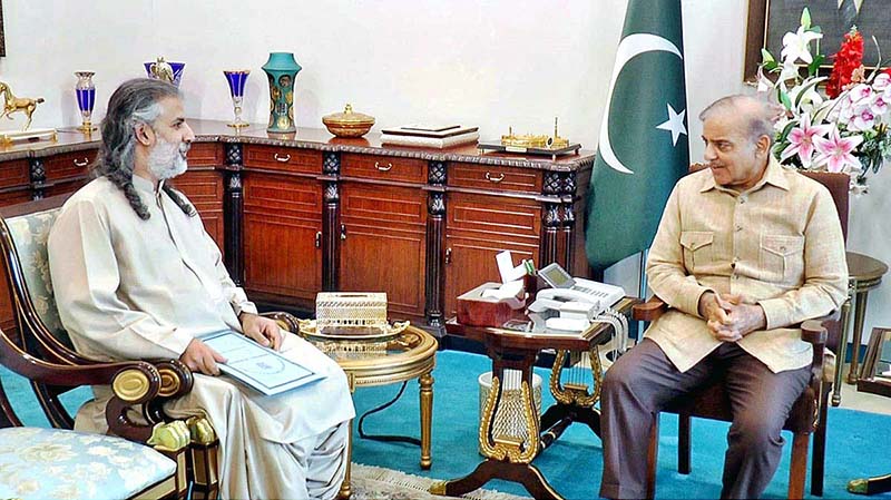 Federal Minister for Narcotics Control, Nawabzada Shahzain Bugti calls on Prime Minister Muhammad Shehbaz Sharif