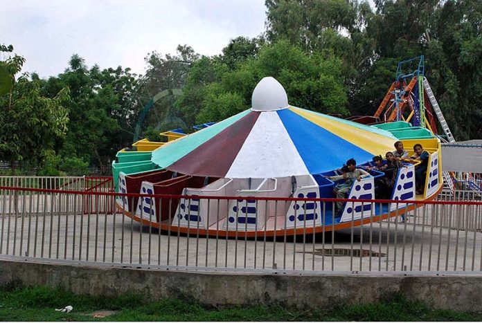 Children enjoying cradles at Zoo after recent renovation work of the Zoo