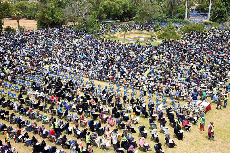 A large Number of Aspiring candidates are solving Entry Test paper for Information Technology (IT) Free Courses held at Governor House