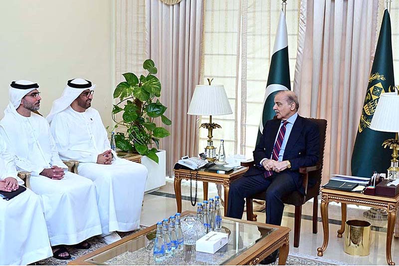 President Designate COP28 and Minister for Industries & Technologies of UAE, Sultan Al Jaber call on Prime Minister Muhammad Shehbaz Sharif