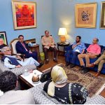 A delegation of Sialkot Chamber of Commerce called on Prime Minister Muhammad Shehbaz Sharif, Minister for Defence Khawaja Muhammad Asif was also present in the meeting