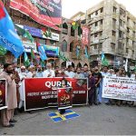 Jamat-e-Islami workers holding the protest against Sweden government at Hyder chowk