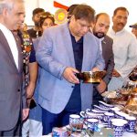 Provincial Information and Tourism Minister Aamir Mir visiting Iran-Pak Heritage Exchange at Hamra Arts Council