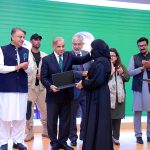 Prime Minister Muhammad Shehbaz Sharif distributes Laptop among the high-achievers of Gwadar University under the Prime Minister Youth Laptop Scheme 2023