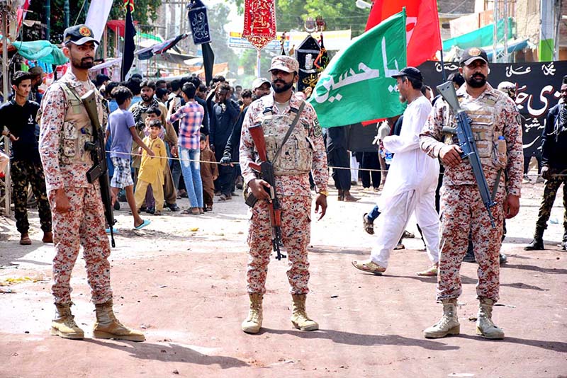 A large numbers of Mourners attending Ashura procession on 9th Muharram ul Haram at Latifabad