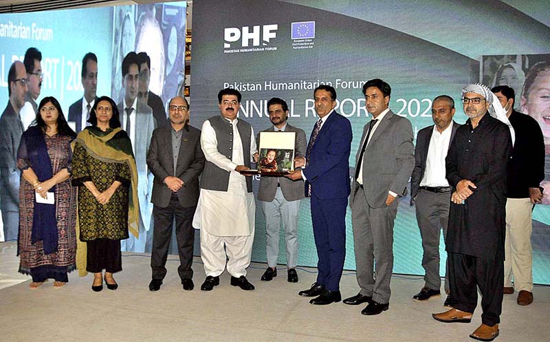 Chairman of the Senate of Pakistan, Muhammad Sadiq Sanjrani addressing during the launching ceremony of Pakistan Humanitarian Forum (PHF) Annual Report-2022