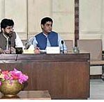 Senator Zeeshan Khanzada, Chairman Senate Standing Committee on Commerce presiding over a meeting of the Committee at Parliament House