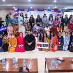 VC SBBWU Prof. Dr. Safia Ahmed and Assistant Prof. of English Ms. Beenish Asmat Ullah in a group photo with other participants during the closing ceremony of English Works project funded by US Consulate and Sponsored by RELO at SBBWU