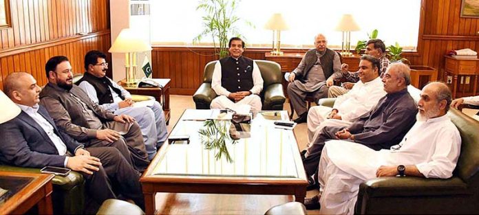 Chairman Senate, Muhammad Sadiq Sanjrani in a meeting with Speaker National Assembly Raja Pervaiz Ashraf along with political Leadership from Balochistan at Parliament House