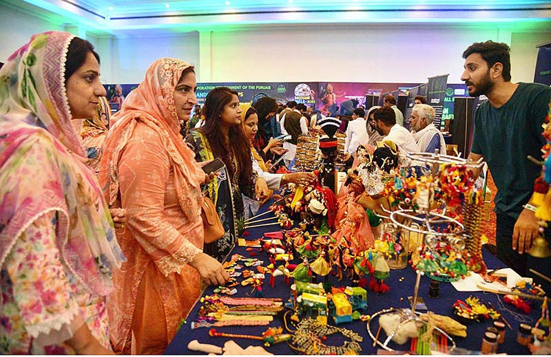 Women participating in the Dastkar Mela organized by Punjab Small Industry at the local hotel