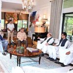 Prime Minister Muhammad Shehbaz Sharif visits the residence of Leader of Istehkam e Pakistan Party Jahangir Khan Tareen and offered condolences on the sad demise of his brother
