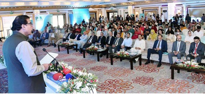 Speaker National Assembly Speaker Raja Pervez Ashraf addressing the participants of Pakistan Governance Forum 2023 “towards a roadmap for Transparent/Agile/Responsible Governance