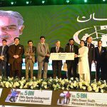Prime Minister Muhammad Shehbaz Sharif distributing cheques among the recipients of Prime Minister’s Youth Business and Agriculture Loan Scheme at the Sindh Governor House