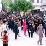 A large number of Shiite Muslims attend the 10th Muharram procession to mark Ashoura. Ashoura is the commemoration marking the Shahadat (death) of Hussein (AS), the grandson of the Prophet Muhammad (PBUH), with his family members during the battle of Karbala for the upright of Islam