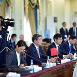Prime Minister Muhammad Shehbaz Sharif and Vice-Premier of State Council of China, He Lifeng in delegation level talks at Prime Minister's Office