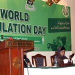 Parliamentary Secretary Law and Parliamentary Affairs, Science and Information Technology Dr. Rubaba Khan Buledi addressing at ceremony regarding World Population Day