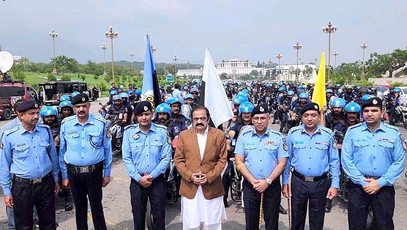 Federal Minster for Interior Rana Sana Ullah Khan cutting Ribbon during the inauguration of Dolphin force