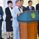 Prime Minister Muhammad Shehbaz Sharif addressing the signing ceremony of agreements/MoUs signed between china and Pakistan during the visit of Mr. He Lifeng Vice Premier of China