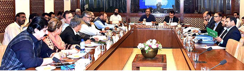 Senator Syed Ali Zafar, Chairman Senate Standing Committee on Law and Justice presiding over a meeting of the committee at Parliament House
