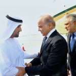 Prime Minister Muhammad Shehbaz Sharif arrives in Abu Dhabi, UAE on his one day official visit. Pakistan’s Ambassador to UAE and senior officials of UAE received the Prime Minister upon his arrival.