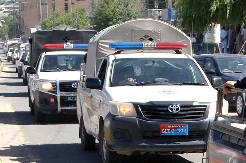 During the beginning of Muharram-Ul-Haram, a security official conducts a Flag March to inspect the arrangements and safety measures for Majalis, ensuring a peaceful and secure observance of the occasion