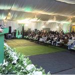 Prime Minister Muhammad Shehbaz Sharif addresses the PM's Youth Laptop and Youth Business Loan distributing ceremony at Governor House