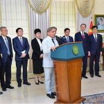 Prime Minister Muhammad Shehbaz Sharif addressing the signing ceremony of agreements/MoUs signed between china and Pakistan during the visit of Mr. He Lifeng Vice Premier of China