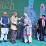 Prime Minister Muhammad Shehbaz Sharif distributes laptops among the high achievers of public sector universities under the PM’s Youth Laptop Scheme