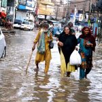 A view of Accumulated water on the streets after heavy rain in the city