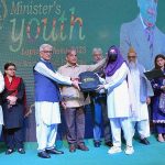 Prime Minister Muhammad Shehbaz Sharif distributes laptops among the high achievers of public sector universities under the PM’s Youth Laptop Scheme