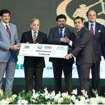 Prime Minister Muhammad Shehbaz Sharif distributing cheques among the successful candidates under PM's Youth Business Loan Scheme at Governor House