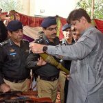 Sindh Chief Minister Syed Murad Ali Shah inspects Mortar Shell recovered from the possession of dacoits after operation in the Kashmore area