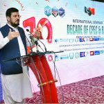 Governor KP Haji Ghulam Ali addressing during the International Seminar on the DECADE of CPEC & BRI