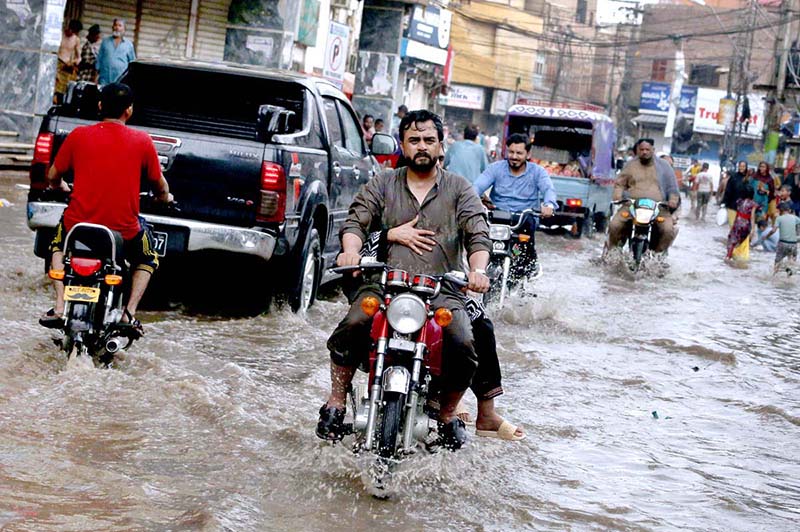 A view of Accumulated water on the streets after heavy rain in the city