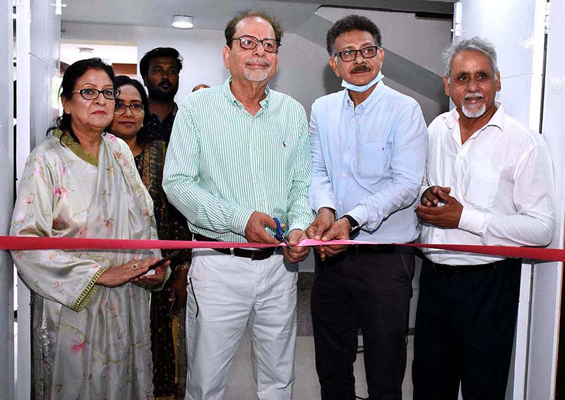 President Arts Council Muhammad Ahmad Shah along with Chairman Medical Committee Dr. Qaiser Sajjad cutting the Ribbon to inaugurate Free Medical Camp at Arts Council of Pakistan