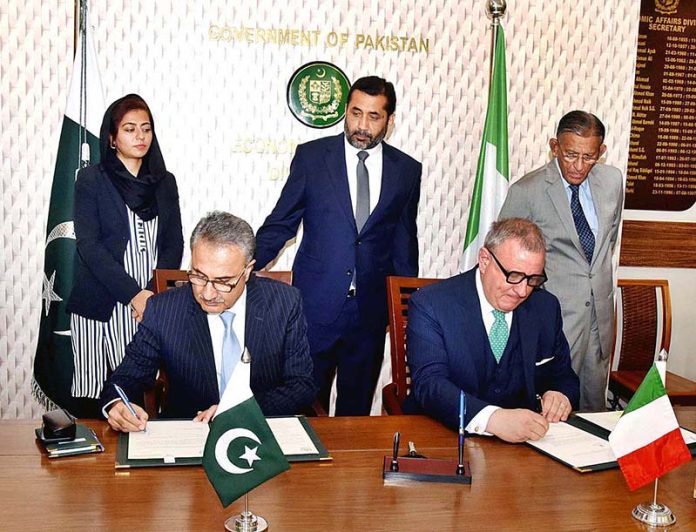 Pakistan and Italy extend Pakistan –Italian Debt Swap Agreement (PIDSA) timeline until December 2024, Andreas Ferrarese the Italian Ambassador in Pakistan and Secretary Ministry of Economic Affairs signs the Exchange of Letter at the Ministry of Economic Affairs