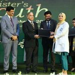 Prime Minister Muhammad Shehbaz Sharif distributes laptops among the high achievers of public sector universities of Sindh under PM's Youth Laptop Scheme 2023 at Governor House