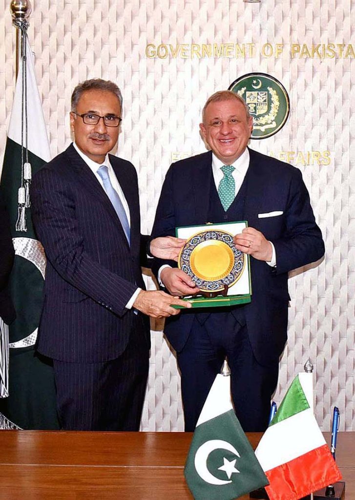 Pakistan and Italy extend Pakistan –Italian Debt Swap Agreement (PIDSA) timeline until December 2024, Andreas Ferrarese the Italian Ambassador in Pakistan and Secretary Ministry of Economic Affairs signs the Exchange of Letter at the Ministry of Economic Affairs