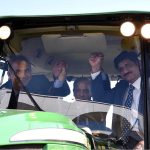 Prime Minister Muhammad Shehbaz Sharif along with Chief Minister Sindh Syed Murad Ali Shah and caretaker Chief Minister Punjab Syed Mohsin Naqvi examine a tractor during their visit of stalls in Green Pakistan Initiative inaugural ceremony